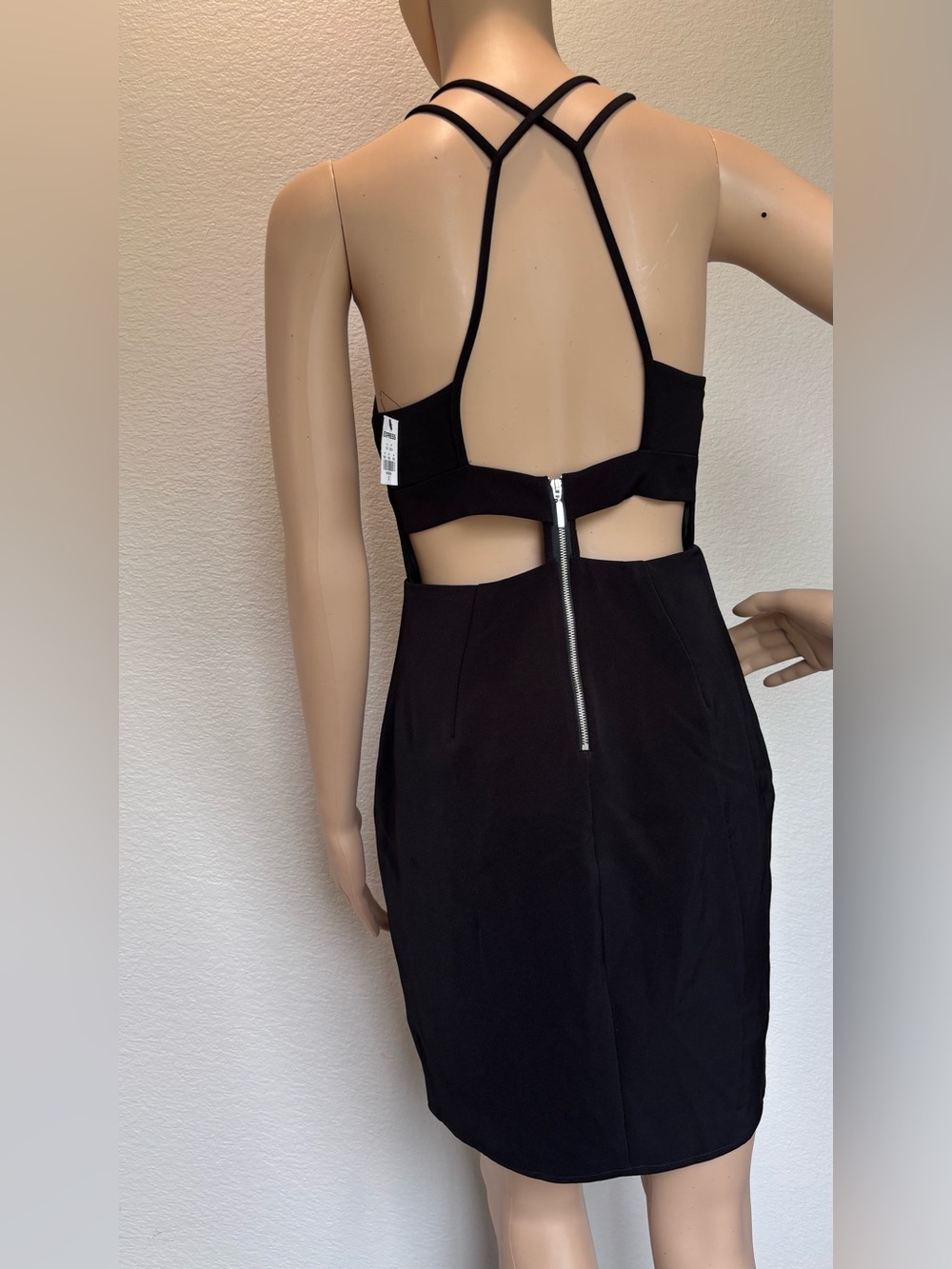 Express Black Asymmetrical Halter Sheath Dress - Picture 10 of 13